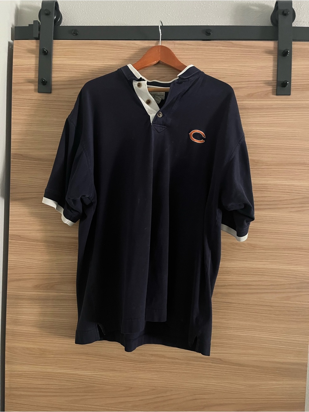 Chicago Bears Cutter & Buck Navy Polo with White Trim and Orange 'C' Embroidery